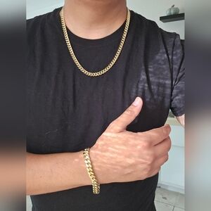 18k Gold Monaco Cuban Link Set 9mm